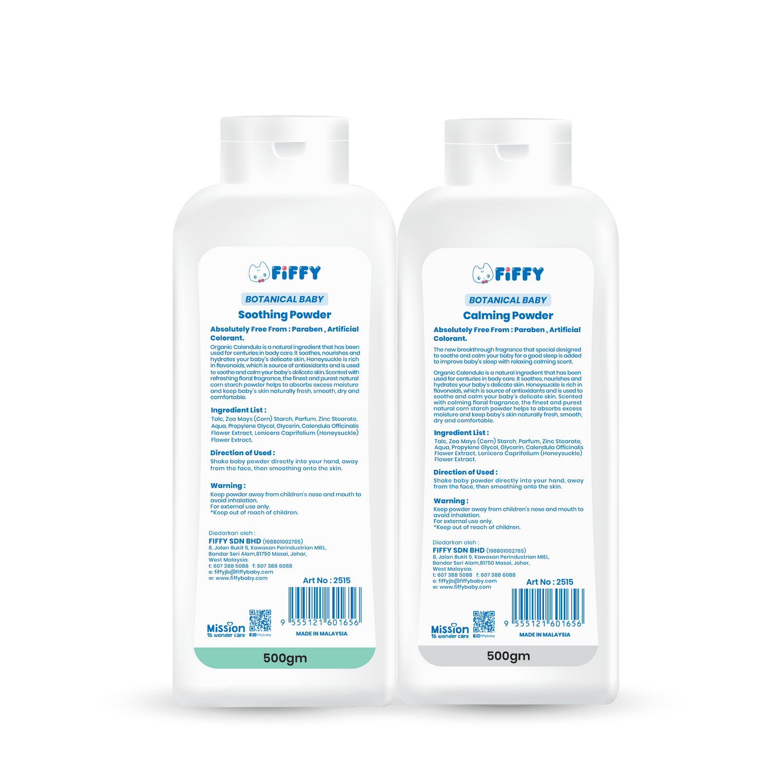 FIFFY BOTANICAL BABY POWDER (500GM X 2)