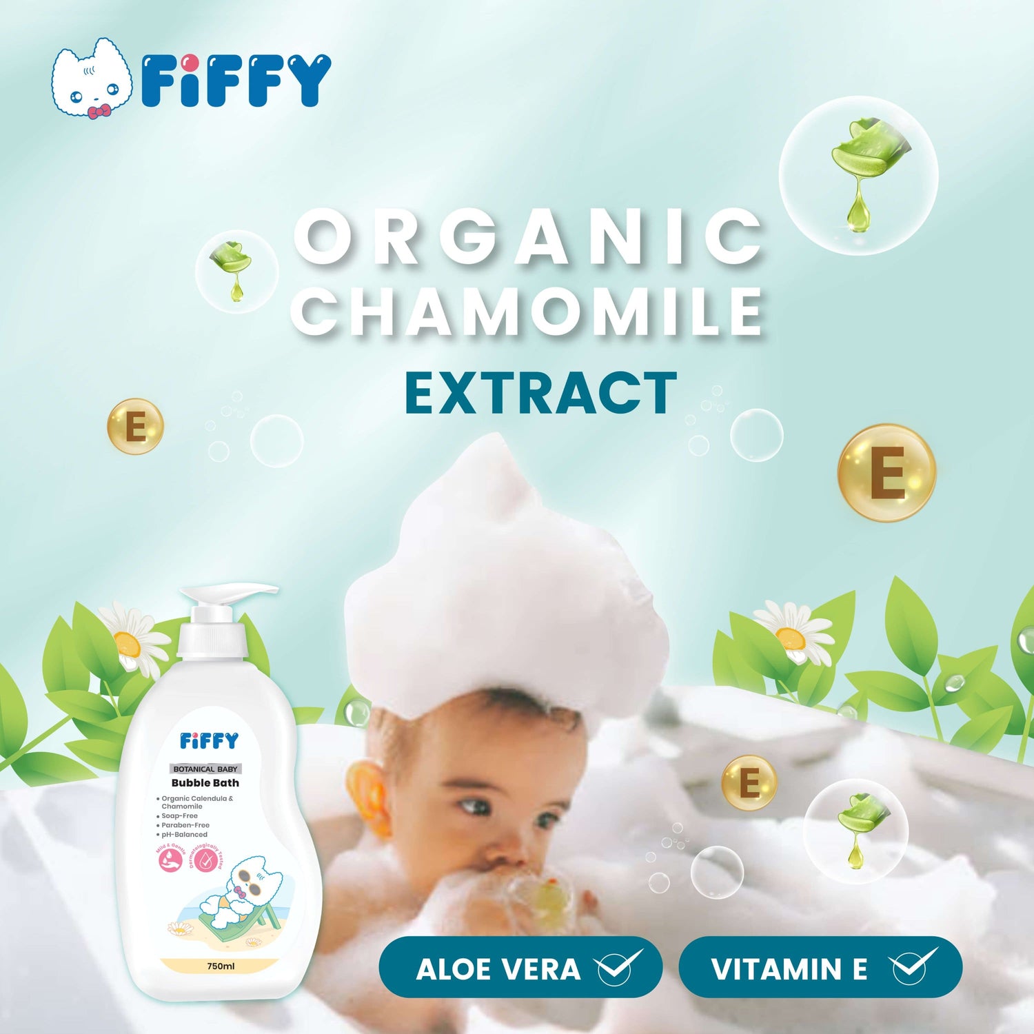 FIFFY BOTANICAL BABY BUBBLE BATH 750ML