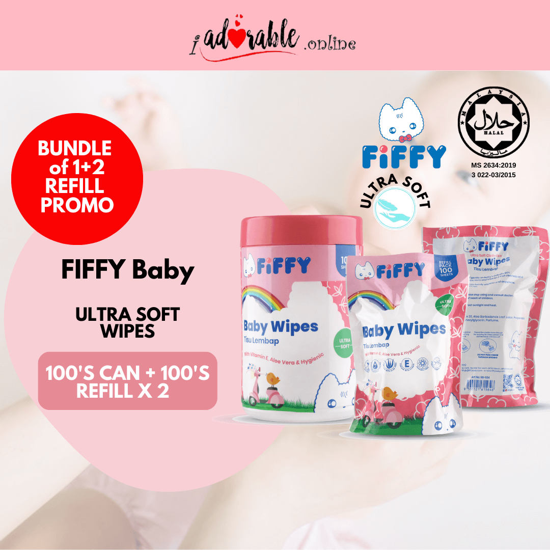 FIFFY Baby Wipes ULTRA SOFT 1 CAN+ 2 REFILL PACK