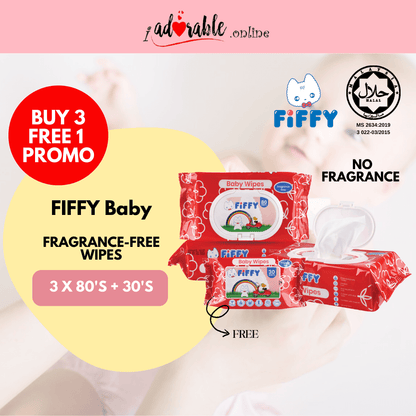 FIFFY Baby Wipes FRAGRANCE-FREE 3 X 80&