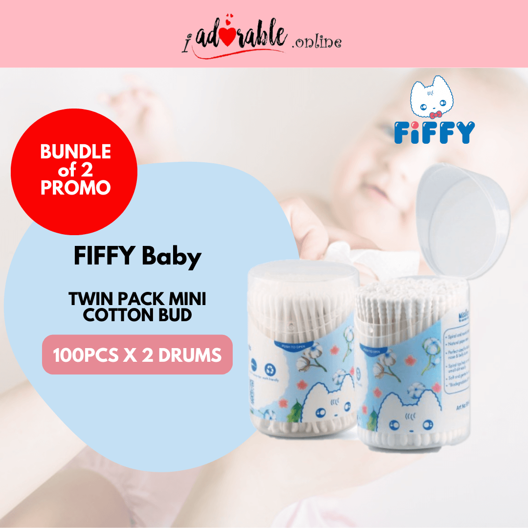 FIFFY TWIN PACK MINI COTTON BUD (100PCS X 2 DRUMS)