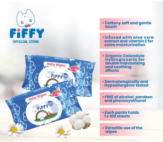 FIFFY Baby Wipes CALENDULA WIPES (100 SHEETS X 2)